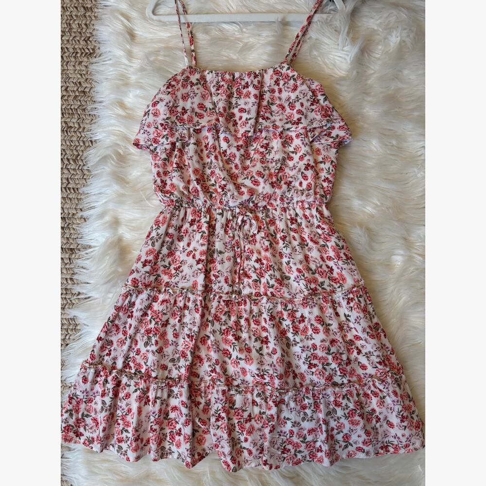Trixxi Floral Ruffle Fit & Flare Dress XXS Spaghetti Strap Square Neck
